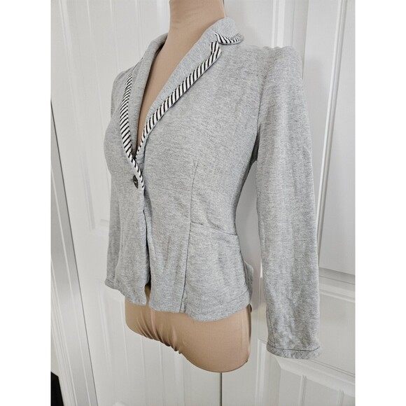 Anthropologie Cartonnier Short Jersey Jacket Blazer Grey Size 4 - Picture 2 of 10